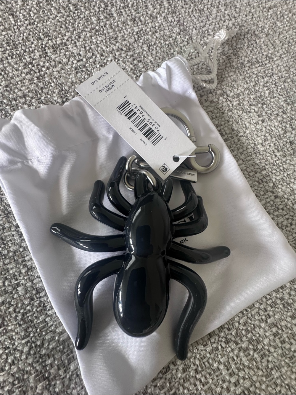Coach NWT Black Spider Keychain Charm